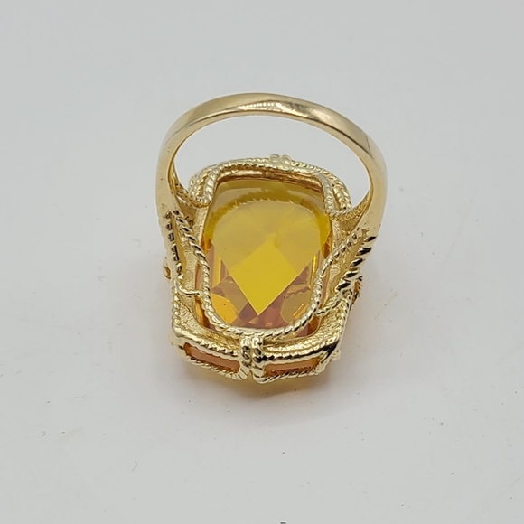 Vintage Sterling Silver Gold Plated Large Faceted Cocktail Statement Ring - Picture 6 of 8